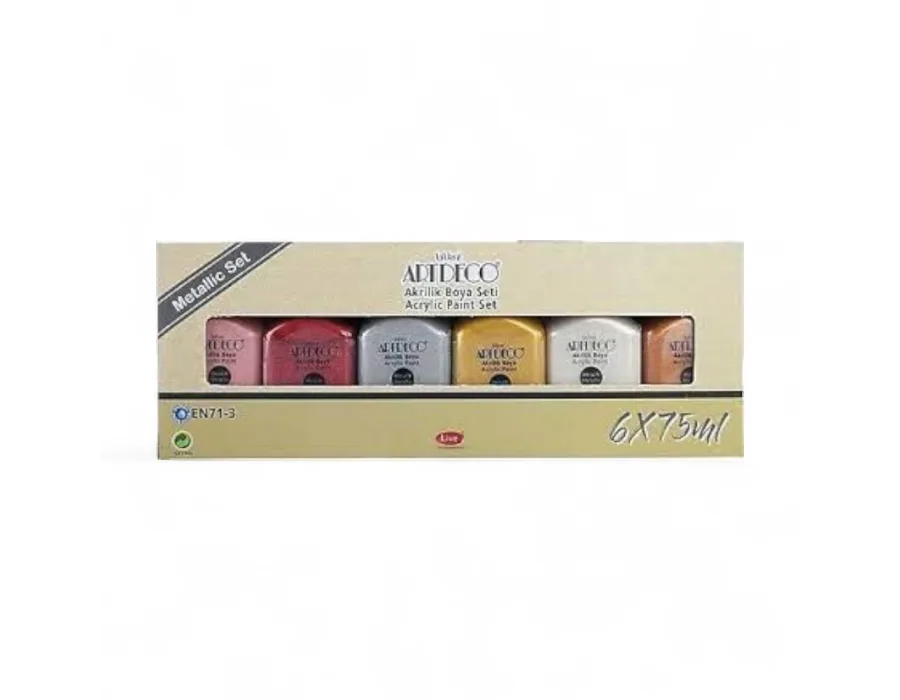 Artdeco Akrilik Boya 6x75ml Set - Metalik Renkler