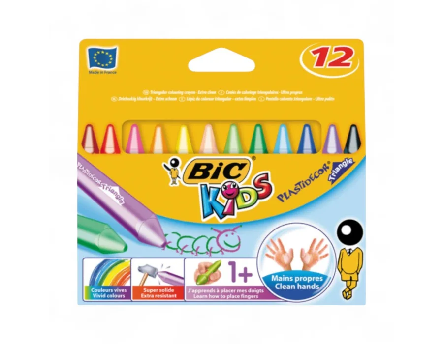 Bic Kids Mum Boya Plastidecor Üçgen Silinebilir 12Renk