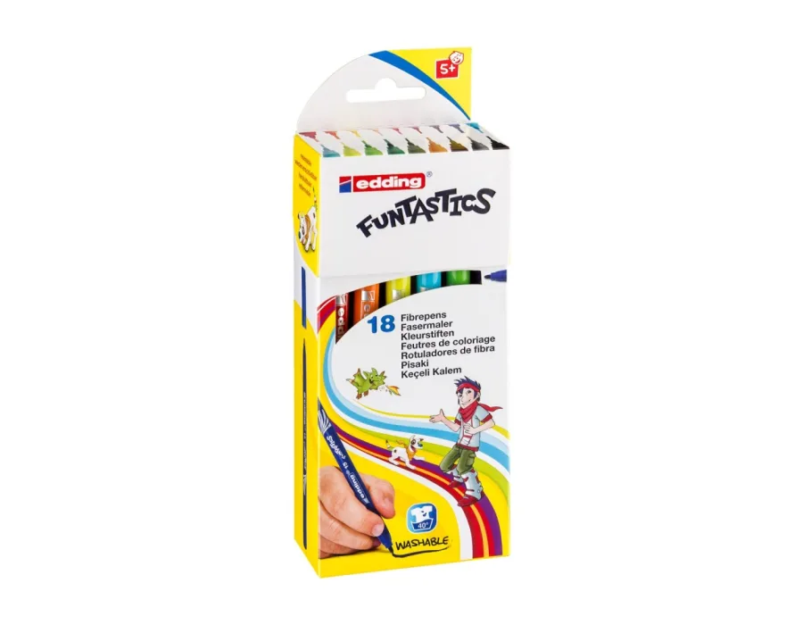 EDDİNG FUNTASTICS KEÇE UÇLU KALEM İNCE 18Lİ SET