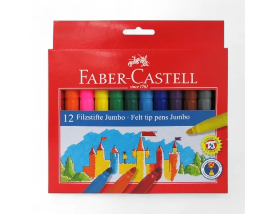 Faber-Castell Jumbo Keçeli Kalem 12li, Superwashabl