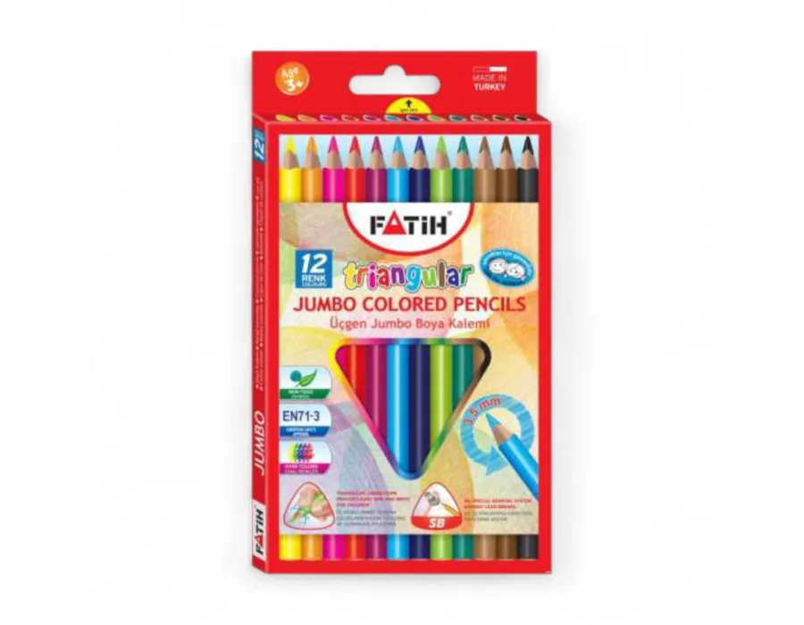 Fatih Kuru Boya Jumbo Üçgen Triangular 12 Renk